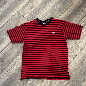 Aape Red and Black Striped T-Shirt by a bathing ape Japanese made